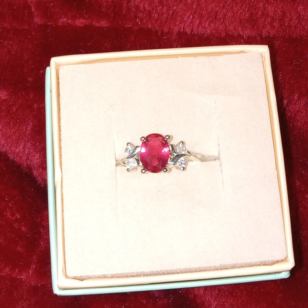 Sterling Silver Pink & White CZ Floral Ring Size 7 - Picture 13 of 14